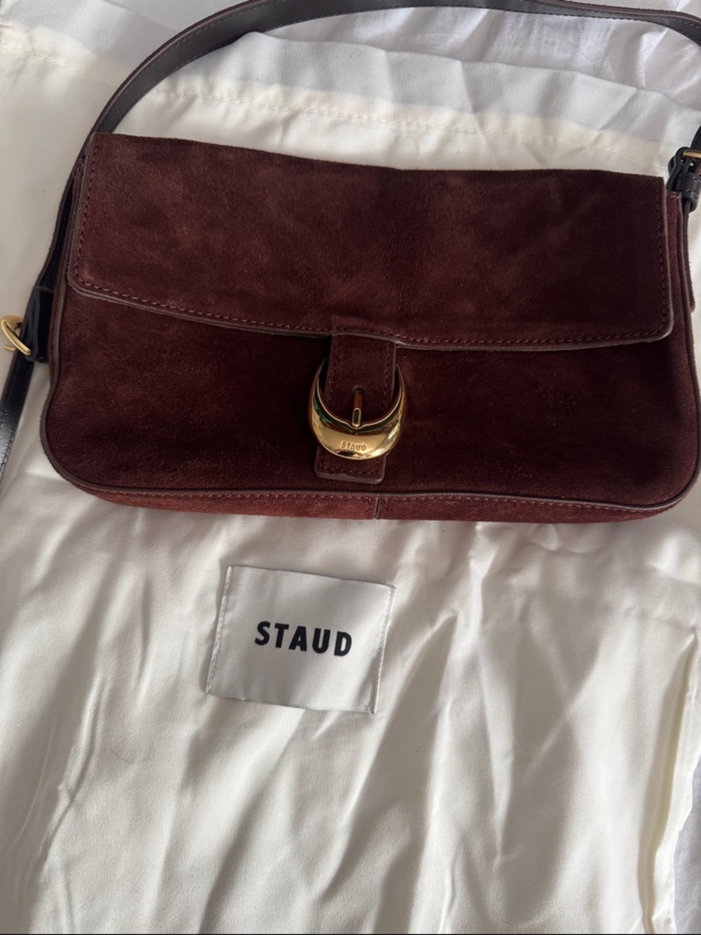 Staud Harlow Brown Suede Shoulder Bag with Broken Strap - Picture 5 of 6